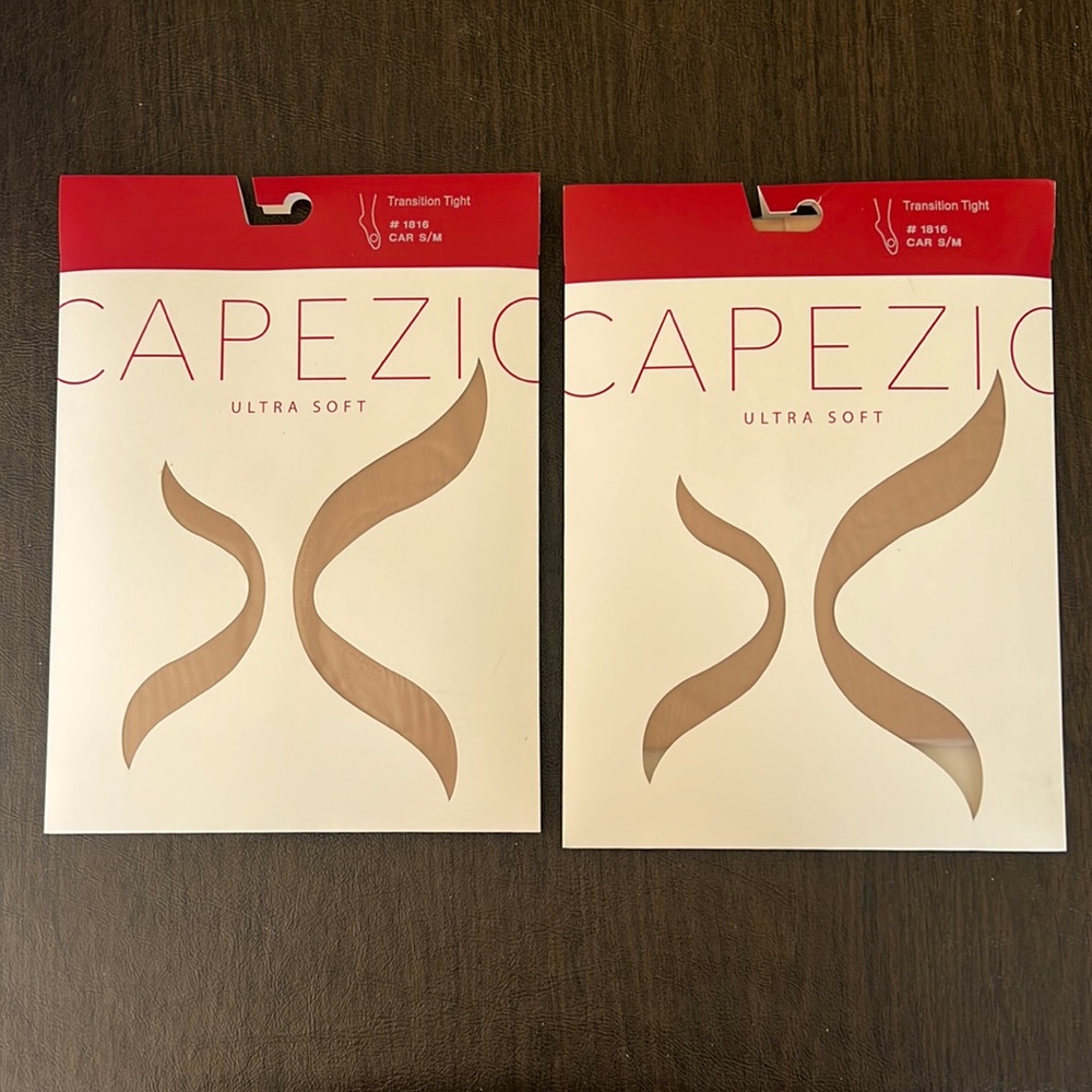 NWT 2 Pairs Capezio Transition Tight 1816 SIZE S/M Color- Caramel